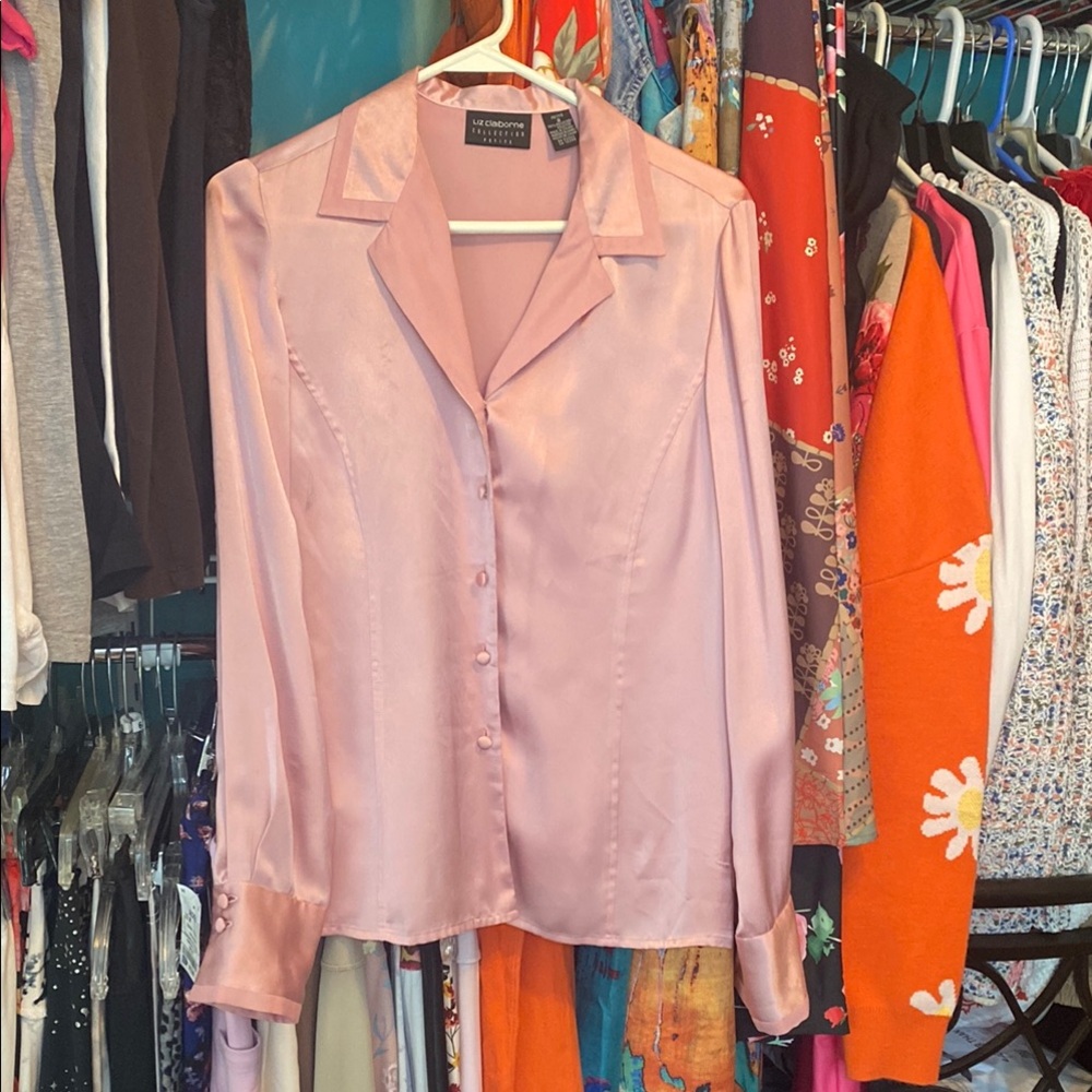 Elegant Pink Satin Blouse